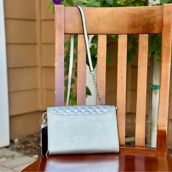 Steve Madden Quilted Silver Metallic Crossbody - NWT - Picture 5 of 11
